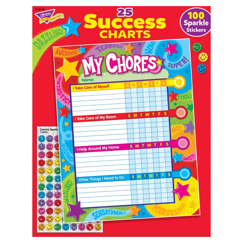 Trend Praise Words 'n Stars Success Charts (25 Sheets) by TREND Enterprises, Inc. - Help Your Child Establish Good Habits for Home and Study - Image 4